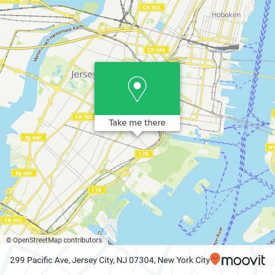 Mapa de 299 Pacific Ave, Jersey City, NJ 07304