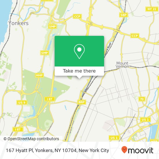 Mapa de 167 Hyatt Pl, Yonkers, NY 10704