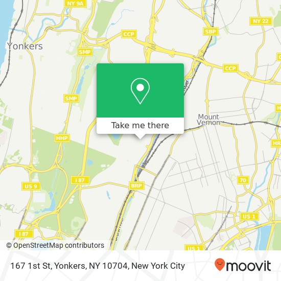 Mapa de 167 1st St, Yonkers, NY 10704
