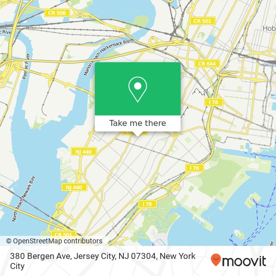 Mapa de 380 Bergen Ave, Jersey City, NJ 07304