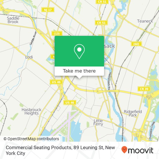 Mapa de Commercial Seating Products, 89 Leuning St