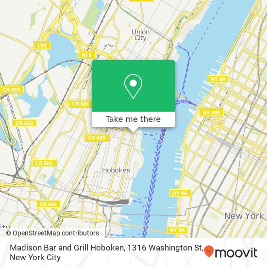 Madison Bar and Grill Hoboken, 1316 Washington St map