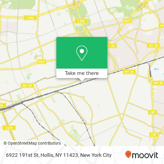 Mapa de 6922 191st St, Hollis, NY 11423