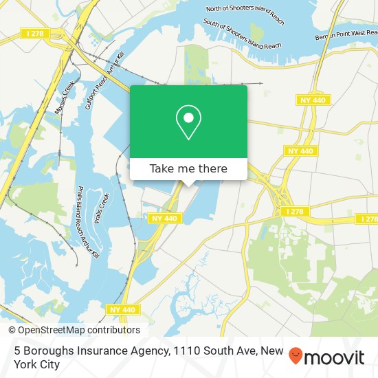 5 Boroughs Insurance Agency, 1110 South Ave map