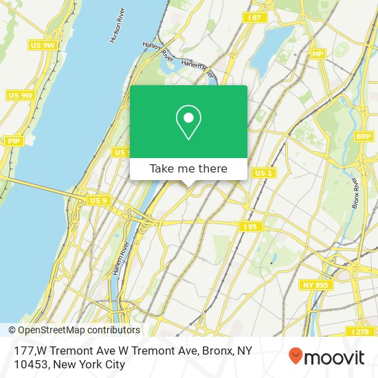 Mapa de 177,W Tremont Ave W Tremont Ave, Bronx, NY 10453