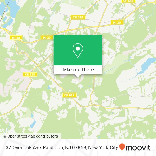 Mapa de 32 Overlook Ave, Randolph, NJ 07869