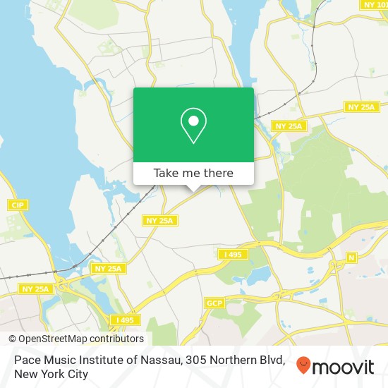 Mapa de Pace Music Institute of Nassau, 305 Northern Blvd