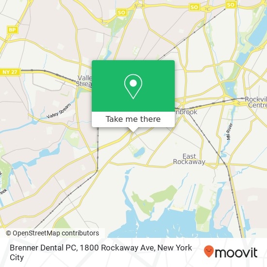Mapa de Brenner Dental PC, 1800 Rockaway Ave