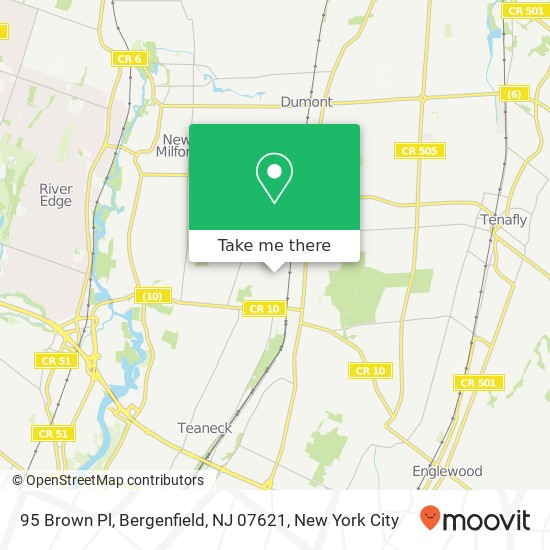 Mapa de 95 Brown Pl, Bergenfield, NJ 07621