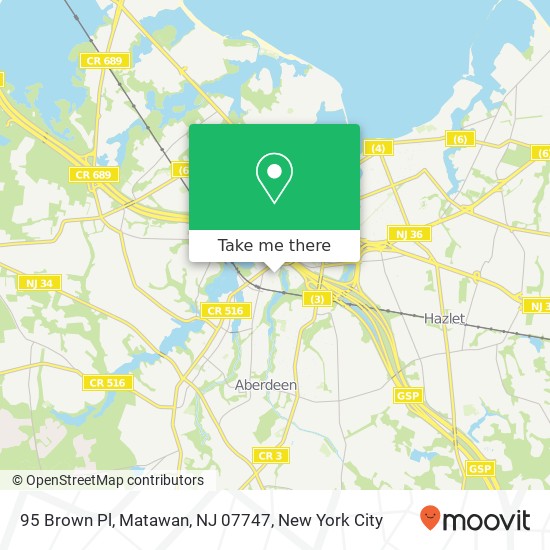 Mapa de 95 Brown Pl, Matawan, NJ 07747