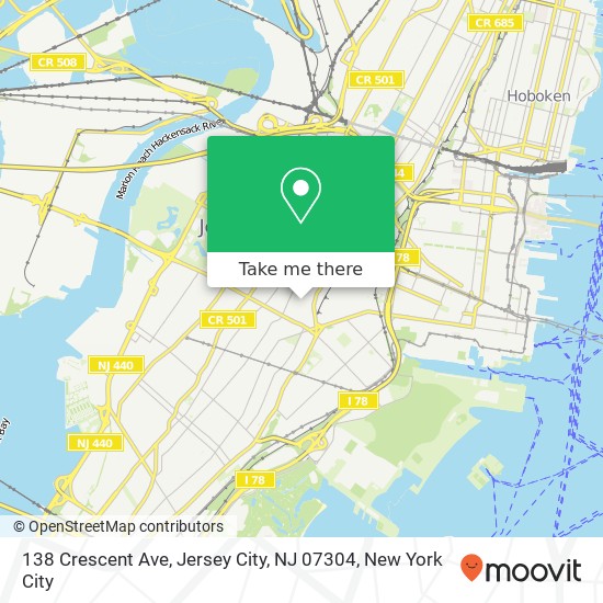 Mapa de 138 Crescent Ave, Jersey City, NJ 07304