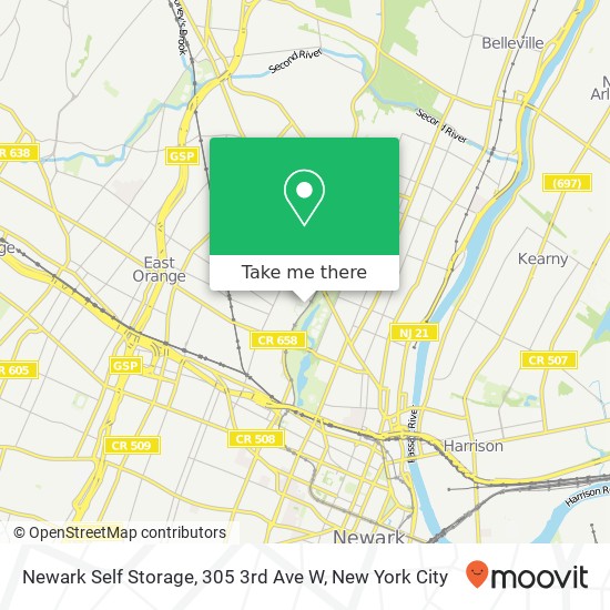 Mapa de Newark Self Storage, 305 3rd Ave W