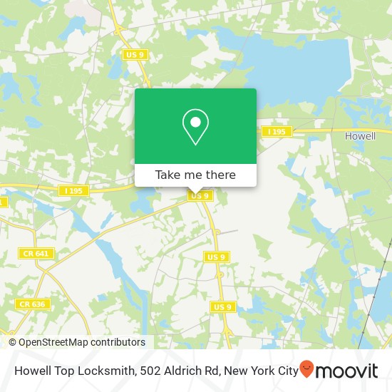Mapa de Howell Top Locksmith, 502 Aldrich Rd
