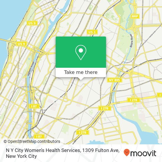 N Y City Women's Health Services, 1309 Fulton Ave map
