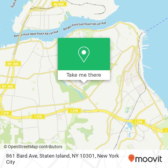 Mapa de 861 Bard Ave, Staten Island, NY 10301