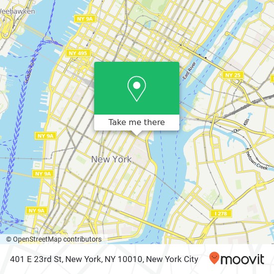 Mapa de 401 E 23rd St, New York, NY 10010