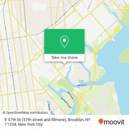 Mapa de E 57th St (57th street and fillmore), Brooklyn, NY 11234
