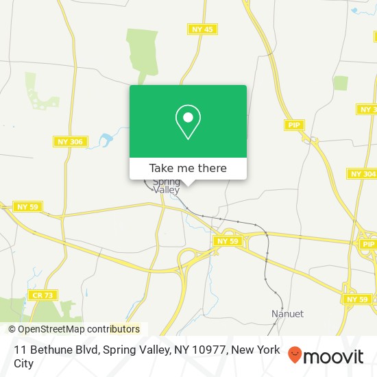Mapa de 11 Bethune Blvd, Spring Valley, NY 10977
