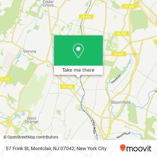 Mapa de 57 Frink St, Montclair, NJ 07042