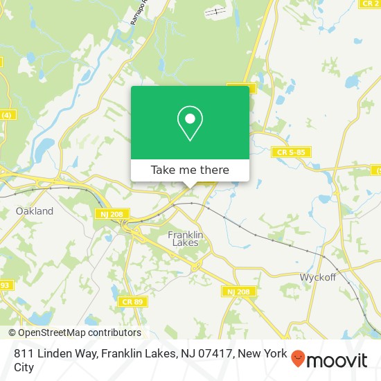 Mapa de 811 Linden Way, Franklin Lakes, NJ 07417
