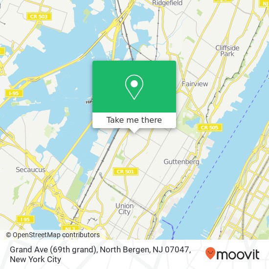 Mapa de Grand Ave (69th grand), North Bergen, NJ 07047