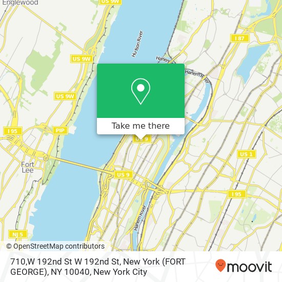 Mapa de 710,W 192nd St W 192nd St, New York (FORT GEORGE), NY 10040