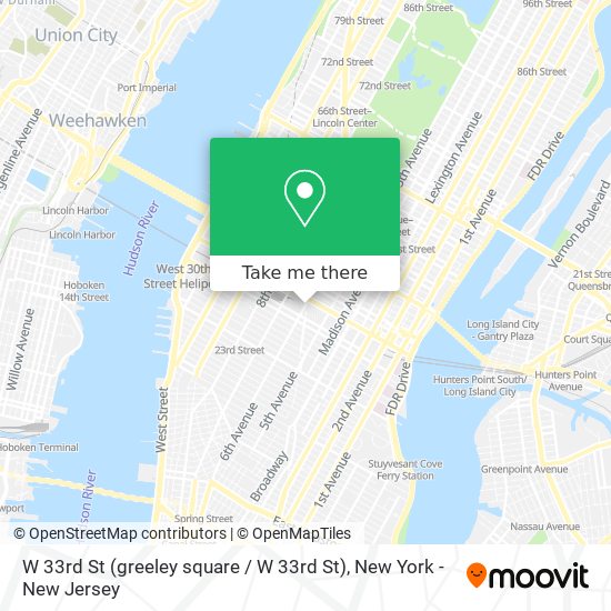 Mapa de W 33rd St (greeley square / W 33rd St)