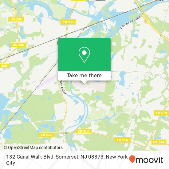 Mapa de 132 Canal Walk Blvd, Somerset, NJ 08873