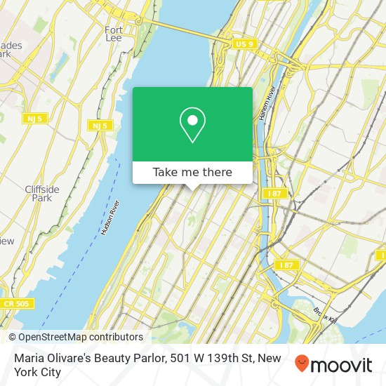Maria Olivare's Beauty Parlor, 501 W 139th St map