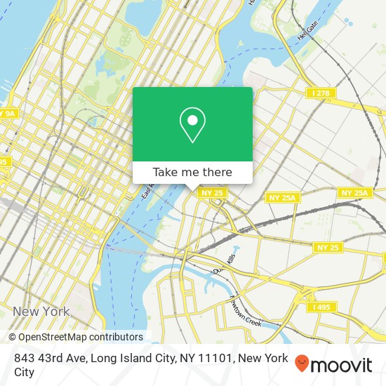 Mapa de 843 43rd Ave, Long Island City, NY 11101