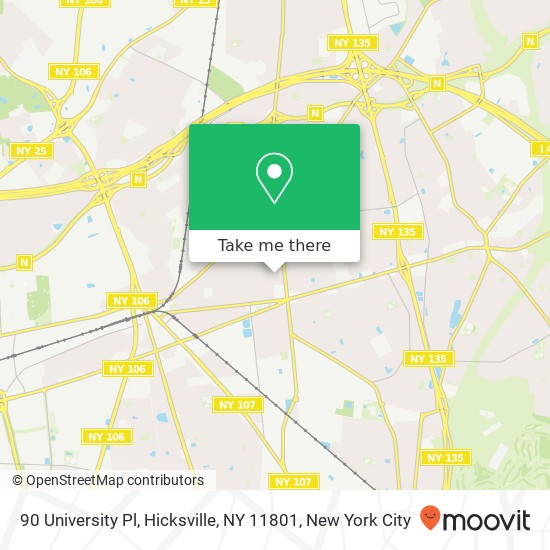 Mapa de 90 University Pl, Hicksville, NY 11801