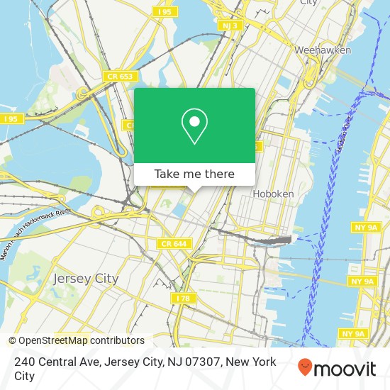 Mapa de 240 Central Ave, Jersey City, NJ 07307