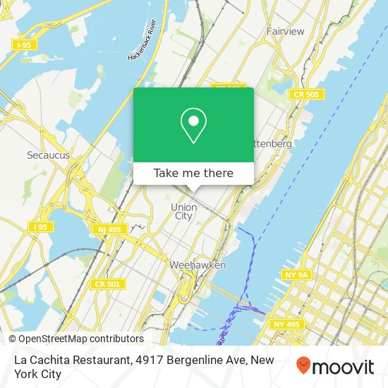 Mapa de La Cachita Restaurant, 4917 Bergenline Ave