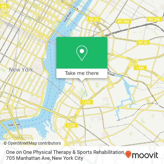 Mapa de One on One Physical Therapy & Sports Rehabilitation, 705 Manhattan Ave