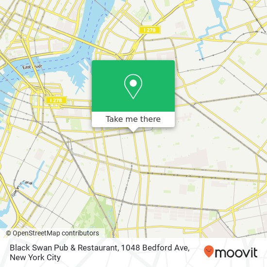 Mapa de Black Swan Pub & Restaurant, 1048 Bedford Ave