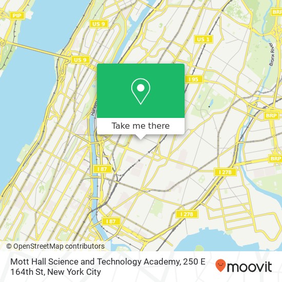 Mapa de Mott Hall Science and Technology Academy, 250 E 164th St