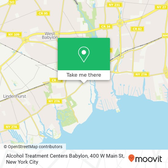 Alcohol Treatment Centers Babylon, 400 W Main St map