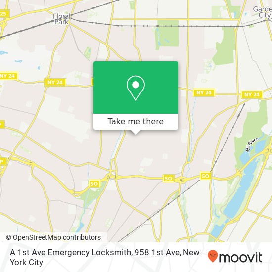 Mapa de A 1st Ave Emergency Locksmith, 958 1st Ave