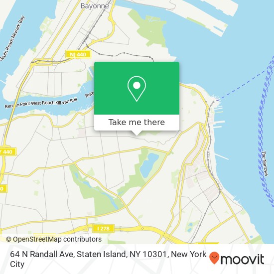 Mapa de 64 N Randall Ave, Staten Island, NY 10301