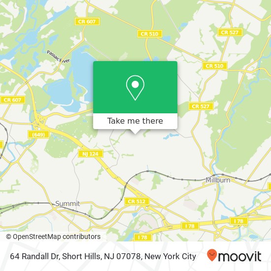 Mapa de 64 Randall Dr, Short Hills, NJ 07078