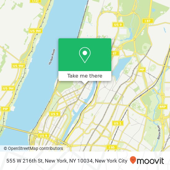 Mapa de 555 W 216th St, New York, NY 10034