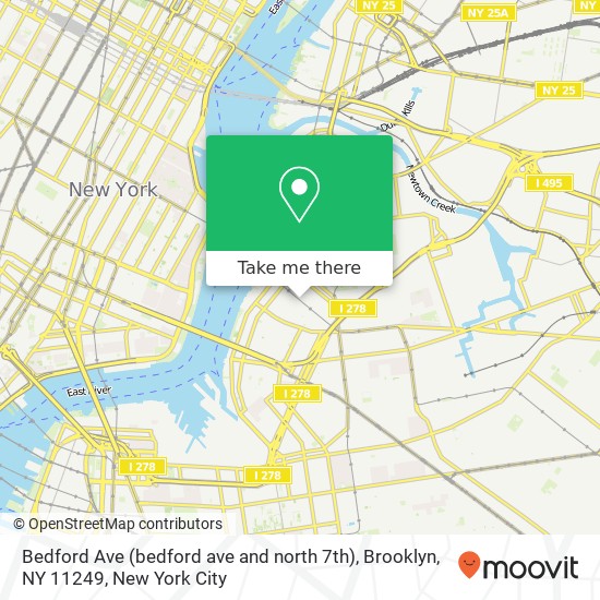 Mapa de Bedford Ave (bedford ave and north 7th), Brooklyn, NY 11249