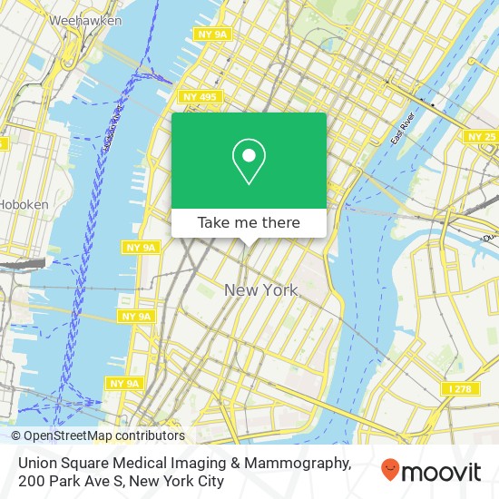 Mapa de Union Square Medical Imaging & Mammography, 200 Park Ave S