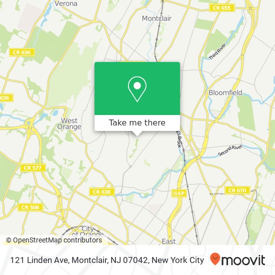 Mapa de 121 Linden Ave, Montclair, NJ 07042