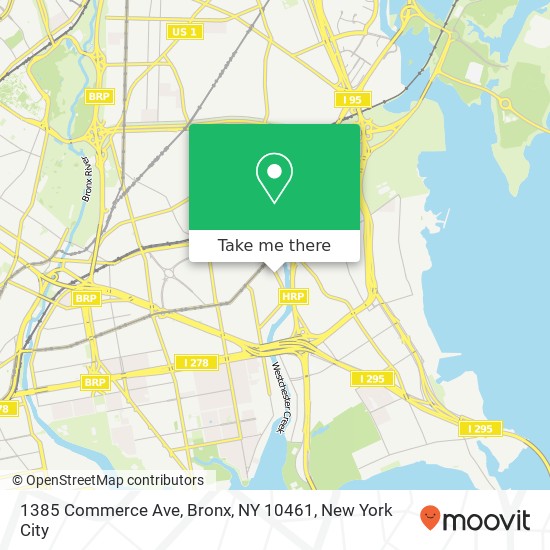 Mapa de 1385 Commerce Ave, Bronx, NY 10461