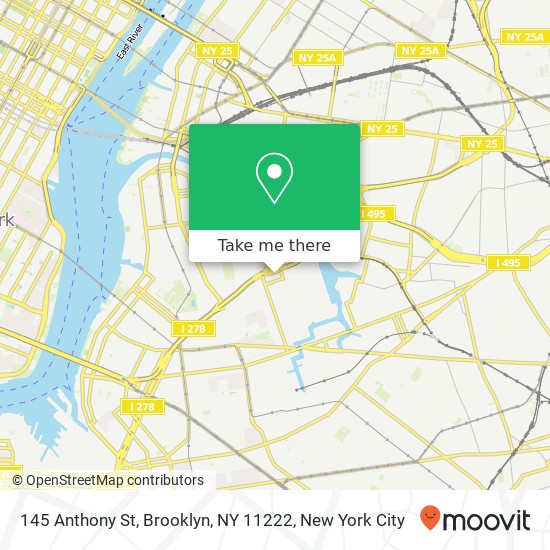 Mapa de 145 Anthony St, Brooklyn, NY 11222
