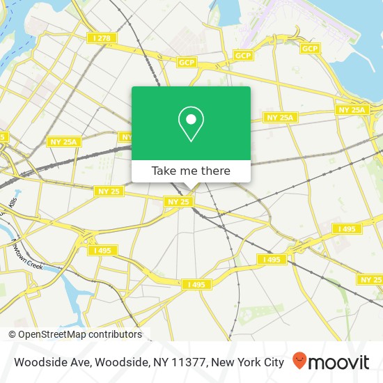 Mapa de Woodside Ave, Woodside, NY 11377