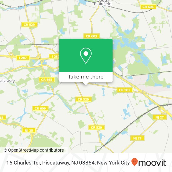 Mapa de 16 Charles Ter, Piscataway, NJ 08854