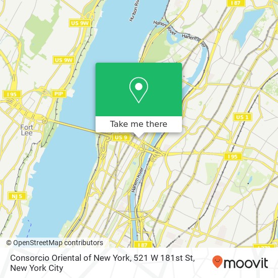 Consorcio Oriental of New York, 521 W 181st St map