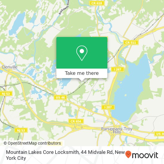 Mapa de Mountain Lakes Core Locksmith, 44 Midvale Rd